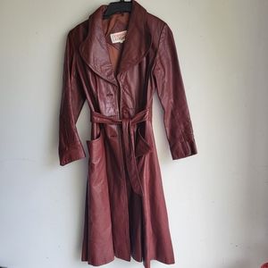 Casual Corner vintage genuine leather trench coat